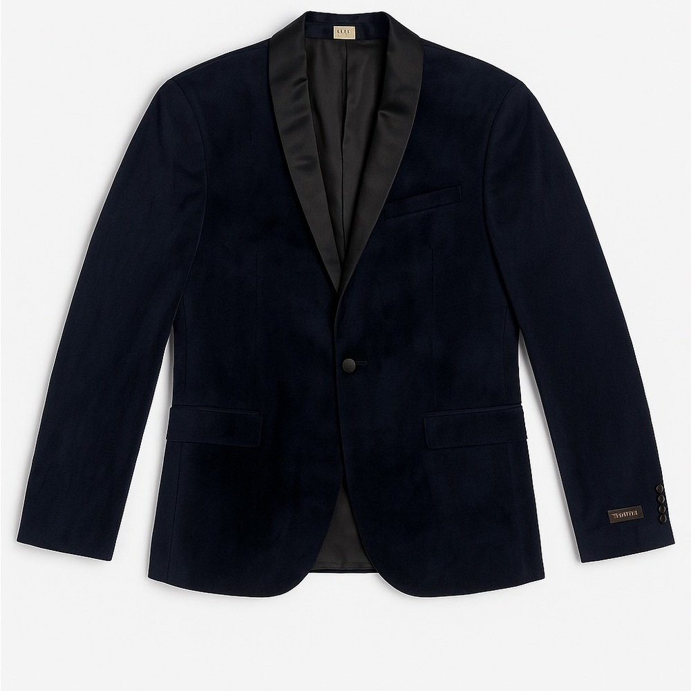 Vitarelli - Elegant Navy Blazer with Black Satin Lapel